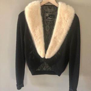 Vintage Cashmere and Mink Fur Cardigan Small